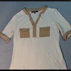 3/4 sleeve striped top, size M, Essentials by Milano